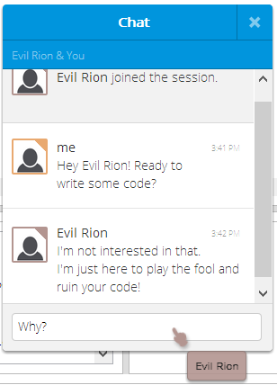 An example of the chat interface in .NET Fiddle