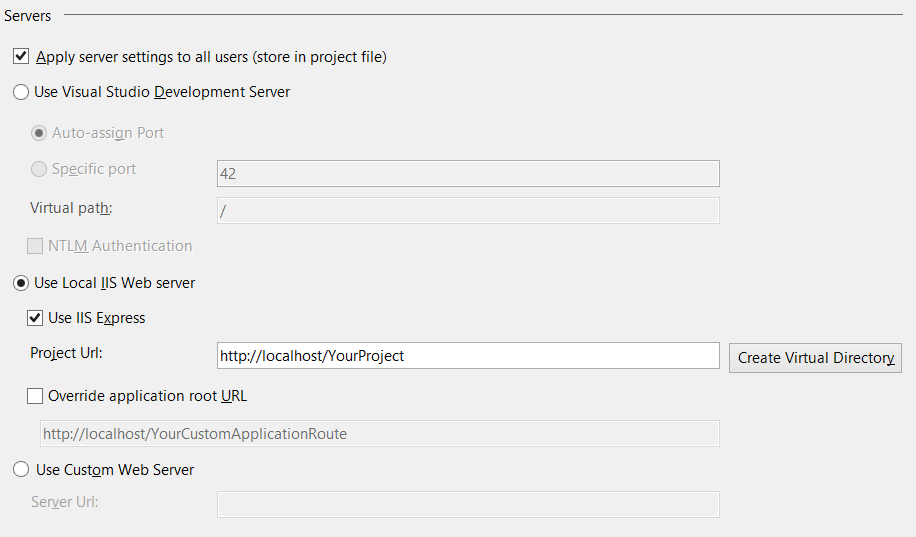 Properties can be adjusted to indicate that specific ports should be used