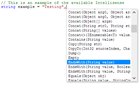 Intellisense is supported in .NET Fiddle as well